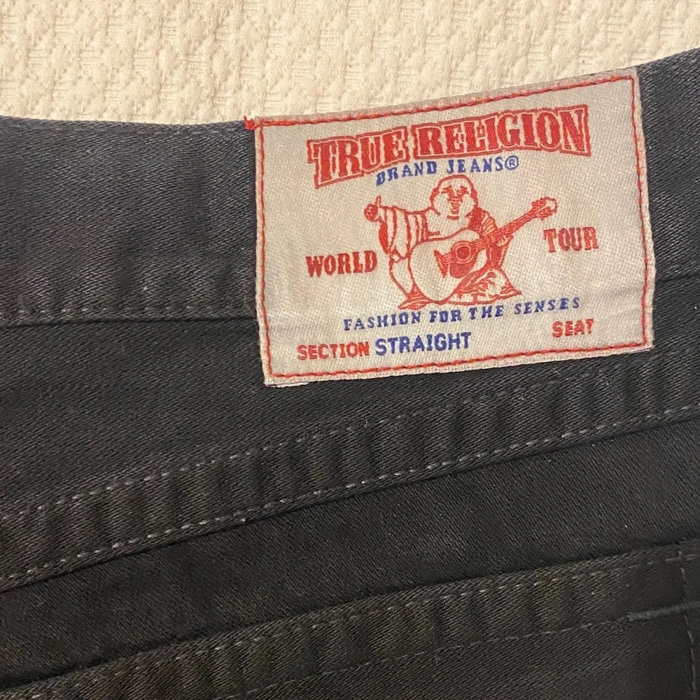 True Religion Men's Dark Jeans with Gold Button